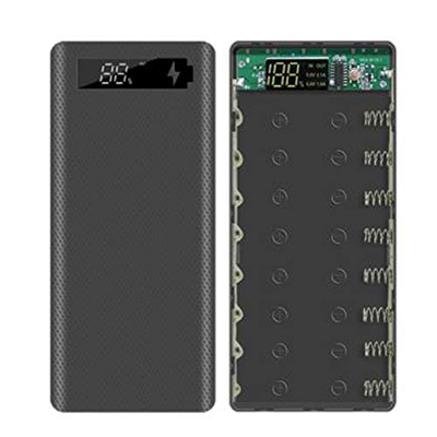 Tlilyy 5V Dual USB 8X18650 Estuche de Banco de EnergíA con Pantalla Digital Cargador de TeléFono MóVil 18650 Soporte de BateríA-Negro