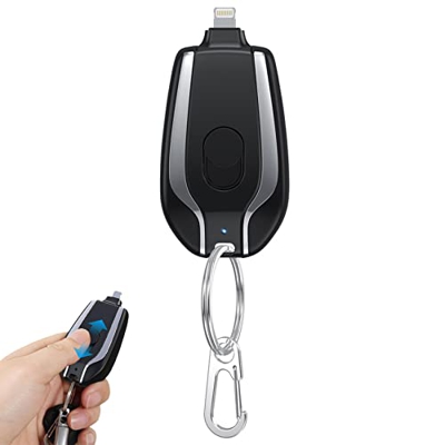1500mah Mini Power Emergency Pod Keyring, Keychain Portable Charger for Iphone or Type-C, Ultra-Compact External Fast Charging Power Bank Battery Pack