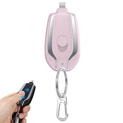 1500mah Mini Power Emergency Pod Keyring, Keychain Portable Charger for Iphone or Type-C, Ultra-Compact External Fast Charging Power Bank Battery Pack