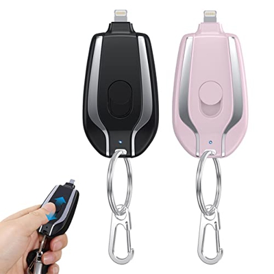 1500mah Mini Power Emergency Pod Keyring, Keychain Portable Charger for Iphone or Type-C, Ultra-Compact External Fast Charging Power Bank Battery Pack
