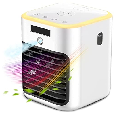 Warmzfh Aire Acondicionado MóVil, Mini Enfriador de Aire, Aire Acondicionado MóVil 5 en 1, Ventilador Purificador de Aire con Luz LED