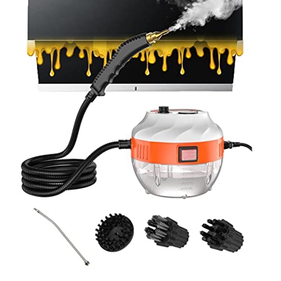 Limpiador de vapor de mano de alta presión con 3 cabezales de cepillado, 1000ML 6 niveles de vapor ajustables Máquina de vapor de alta temperatura par