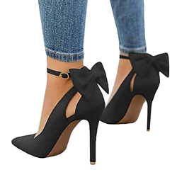 Minetom Sandalias de Mujer Tacones Altos Sandalias de tacón Aguja Fiesta de Noche Zapatos Novia Bombas Sandalias con Lazo D Negro 38 EU en oferta