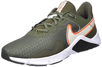Nike Legend Essential 2, Sneaker Hombre, Cargo Khaki/Light Bone-Safety Orange, 41 EU