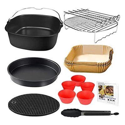 Wresetly Accesorios Cuadrados para Freidora de Aire de 9 Pulgadas, para Ninja Tower Pot Etc 5.6-7.5L Deep Basket Airfryer