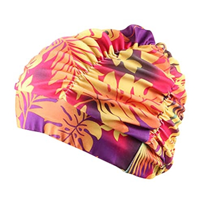 Gorro de natación de pelo largo, elástico, ajustable, para mujer, de tela plisada, equipo de natación para adultos, hombres y mujeres, adolescentes (h
