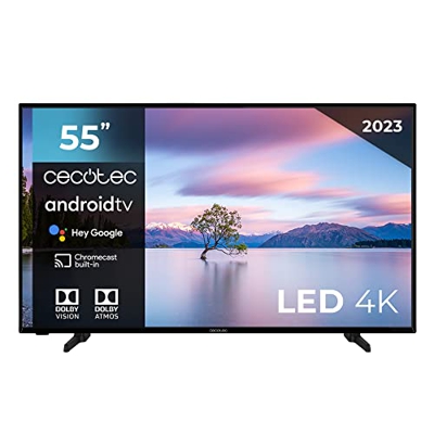 Cecotec Televisor LED 55" Smart TV A Series ALU00055. 4K UHD, Android 11, MEMC, Chromecast Integrado, Dolby Vision y Dolby Atmos, HDR10, Modelo 2023