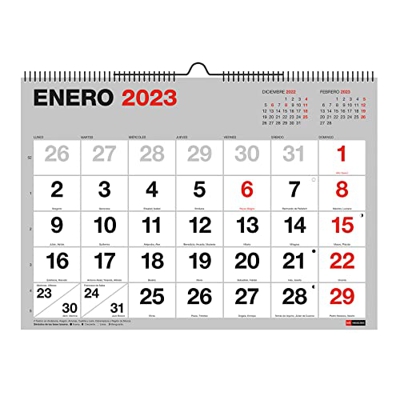 Miquelrius - Calendario de pared 2023 Basic - tamaño A3 - con numeros grandes - Español