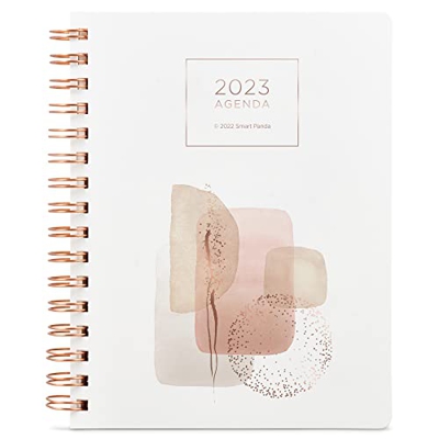 Agenda 2023 con Vista Semanal – Smart Panda A5 Diario Semana Vista – Oro Rosa Planificador Semanal con Espiral - en Español