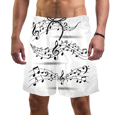 Nannma Pentagrams - Traje de baño con notas musicales para hombre, talla L, multicolor, M/L