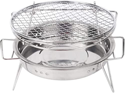 Parrilla de carbón portátil de acero inoxidable redonda barbacoa parrilla al aire libre rejilla (tamaño : 30 x 18,3 cm) precio