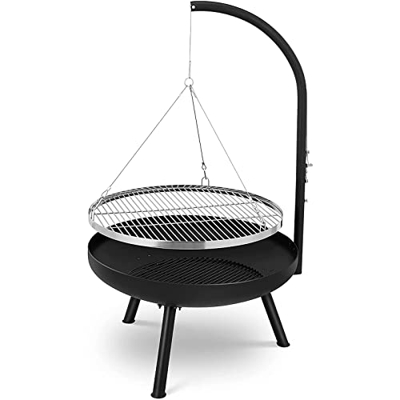 MAIES Outdoor BBQ Tripod Campfire Bowl Adjustable Hanging Rotary Camping Grill Outdoor Charcoal Stove Portable BBQ