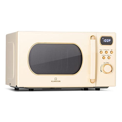 Klarstein Horno Microondas de Encimera, Potencia de 800w con Grill, Microondas Acero Inoxidable y Compacto, 20 l. Microondas Digital Inteligente, Plac