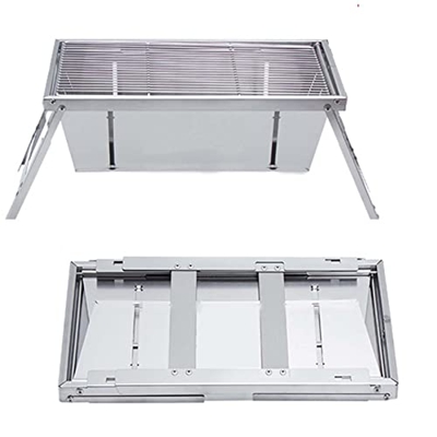 Plegable Barbacoa de Exteriores de Acero Inoxidable Compacto Plegable Parrilla Barbacoa Portátil, Asador al Aire Libre BBQ de Carbón para BBQ, Picnic,