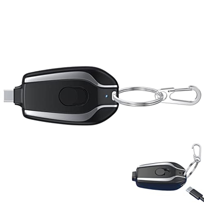 Caneem Cargador de teléfono con Llavero | Cargador Mini Power Pod de 1500 mAh para teléfono | Mini batería ultracompacta Banco Externo de Carga rápida