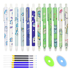 GZGXKJ 38 Pcs Bolígrafos Gel Borrables 0.5mm Rollerball Pluma Bolígrafos De Dibujos Animados Bonitos con Azul Negro Recarga y Borrador para Oficina Es precio