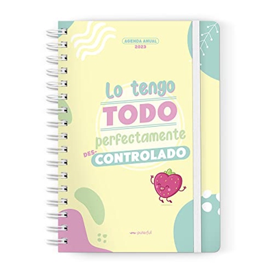 Puterful - Agenda anual 2023 – Lo tengo todo descontrolado – Planificador – Semana vista – Agenda con mensajes divertidos – Tamaño A5 – 12 meses - De 