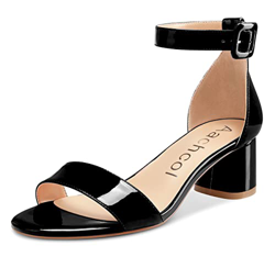 Aachcol Mujer Correa Tobillo Sandalias Chunky Ancho Medio Bajos Heel Abierta Punta Dress Zapatos Clear Cute 5 CM Negro Charol 44 EU precio