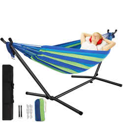 Hamaca con estructura de 200 x 140 cm para exterior e interior, hamaca con bolsa de transporte para 1-2 personas, soporta hasta 200 kg (azul) precio