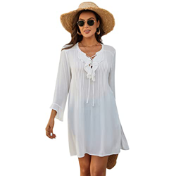 Zexxxy - Traje de baño para Mujer, Bikini, Ropa de Playa, Traje de baño, Vestido de Playa, Cuello en V, Vestido con Volantes S-XXL características