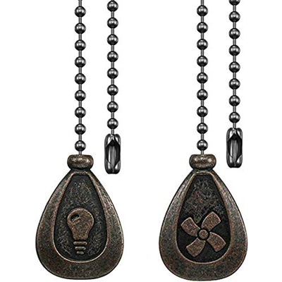Jufjsfy Juego Cadena de ExtraccióN Ventilador de Techo de Bronce de 2 Piezas, ExtensióN Colgante de Cadena de ExtraccióN Ventilador Decorativa, Ilumin