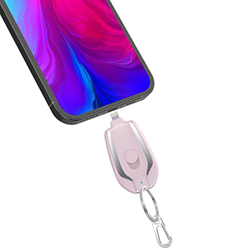 1500mAh Mini Power Emergency Pod for iPhone, Keychain Portable Charger Key Ring Cell Phone Charger for iPhone or Type-c (Pink for iPhone) en oferta