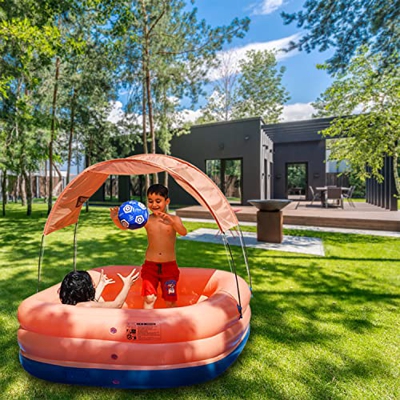 Nueva piscina inflable automática XL – 260 cm – Piscina de pie, piscina infantil familiar para jardín (260 cm – naranja)