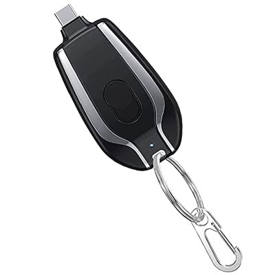 SMBYQ Capa de Emergencia de 1500 mAh Mini Power, Cargador portátil de Llavero para iPhone o Tipo C, Banco de energía de Carga rápida Externa Ultra com
