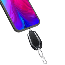 1500mAh Mini Power Emergency Pod for iPhone, Keychain Portable Charger Key Ring Cell Phone Charger for iPhone or Type-c (Black for iPhone) precio