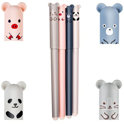 Bolígrafos Borrables Pack 4 Unidades con Goma Incorporada, Tinta Gel de 0.35. Bolis Borrables de Animales Tinta Azul Con Animales y Goma. Tinta Termos en oferta