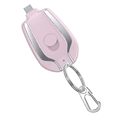 SMBYQ Capa de Emergencia de 1500 mAh Mini Power, Cargador portátil de Llavero para iPhone o Tipo C, Banco de energía de Carga rápida Externa Ultra com