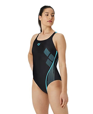 ARENA Swimsuit Swim Pro Back Graphic Bañador, Mujer, Black/MARTINICA, 36