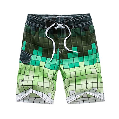 KASEBAY Pantalones cortos de playa para hombre, trajes de baño de secado rápido, pantalones casuales de surf con bolsillo, verde, XXL