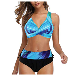 riou Bikinis Mujer 2022 Push Up Sexy Cruzadas Tops Cintura Alta Bañadores Ropa de Playa 2 Piezas Bohemia Tops y BraguitasBikini Dividido Bañador Vacac precio