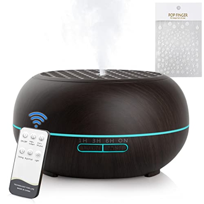 Simpeak Humidificador Ultrasónico 550 ml Difusor de Aromas con Temporizador Humificador Control Remoto para el Hogar Oficina Dormitorio Yoga SPA(con P