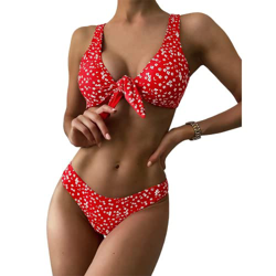 ZAFUL Conjunto de bikini brasileño acolchado para mujer, rojo-2, L en oferta