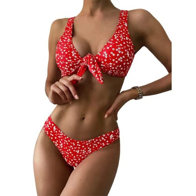 ZAFUL Conjunto de bikini brasileño acolchado para mujer, rojo-2, L