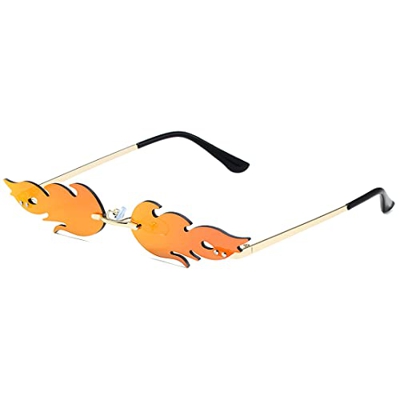 Gafas de Sol, 1Pcs Unisex Gafas de Sol de Fuego Llama sin Montura Gafas de Sol Estrecha para Mujer Hombre Gafas de Sol de Estilo Punk Vintage para Car