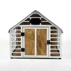 Muebles de caja para perros de uso en interiores, moderna perrera de madera sobre metal Caja de construcción para mascotas Pequeña mediana y grande (p precio