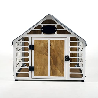 Muebles de caja para perros de uso en interiores, moderna perrera de madera sobre metal Caja de construcción para mascotas Pequeña mediana y grande (p