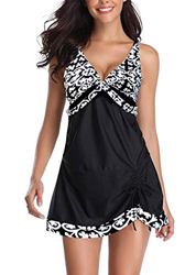 AOQUSSQOA Mujer Abdomen de Las Mujeres Tankini Traje de baño de Gran tamaño patrón Falda del Cuerpo Que Forma Traje de baño(WhiteFlower, 4XL) en oferta
