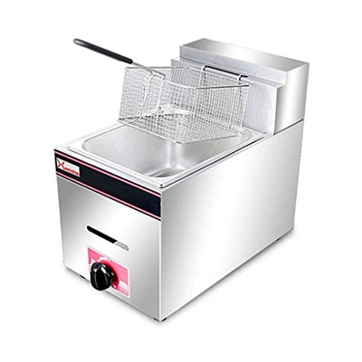 AURADO Freidora de Grasa Profunda de 10L, Acero Inoxidable Grueso Comercial a Gas, con Cesta y Tapa a Prueba de Salpicaduras, máquina de Papas Fritas 