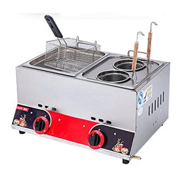 Freidora de Gas de Acero Inoxidable de Grado Comercial Freidora de Encimera de Estilo Profesional 6l × 2 para Papas Fritas Restaurante Hogar Cocina en oferta