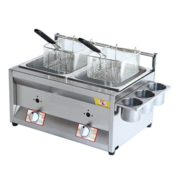 Freidora de gas comercial, cesta de encimera de 20 l, freidora profunda de acero inoxidable, restaurante, patatas fritas caseras, patatas fritas con c características
