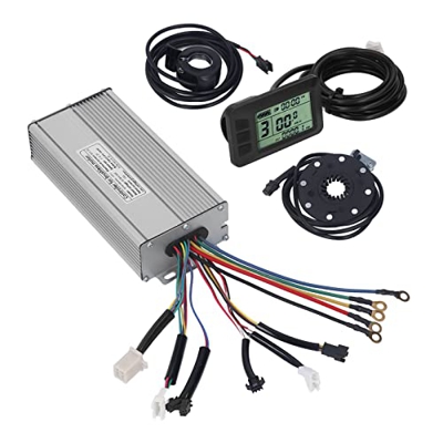 BuyWeek 48V 1000W 1500W Kit de Controlador de Motor, Bicicleta eléctrica 30A Controlador de Onda sinusoidal LCD7U Pantalla Medidor Fingure Kit de Acel