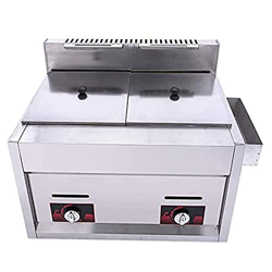 Freidora de Gas Comercial de Servicio Pesado de 20l, Freidora de Grasa de Acero Inoxidable Fácil de Limpiar con Cesta Extraíble Sartén de Gas con Chip en oferta