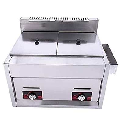 Freidora de Gas Comercial de Servicio Pesado de 20l, Freidora de Grasa de Acero Inoxidable Fácil de Limpiar con Cesta Extraíble Sartén de Gas con Chip