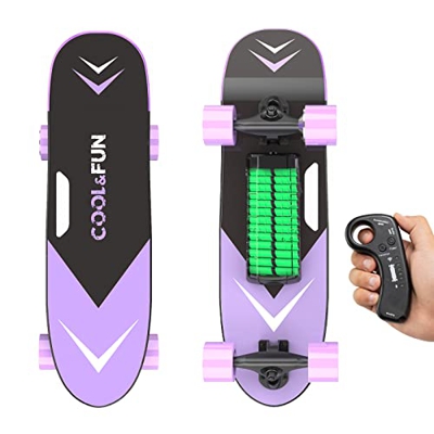 Skateboard Eléctrico con Control Remoto para Niños y Adultos, Longboard Eléctrico Portátil con Motor, Dos Velocidades
