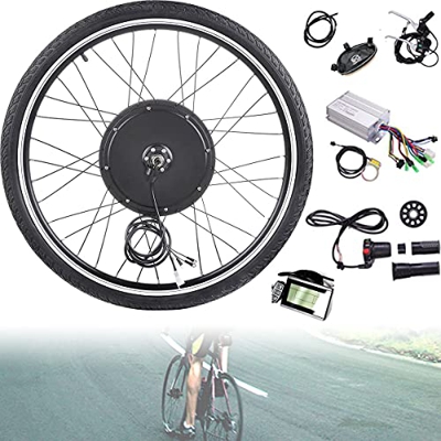 PCFORM Kit de Rueda de Bicicleta Eléctrica 48V 1000W 20"/ 24" / 26"/27.5" / 28"/ 29" / 700C Rueda Delantera/Rueda Trasera con Pantalla LCD Kit de Moto
