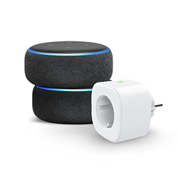 Kit de Hogar digital: 2 Echo Dot (3.ª generación), Tela de color antracita + Meross enchufe inteligente WiFi | Convierte tu casa en un Hogar digital y precio